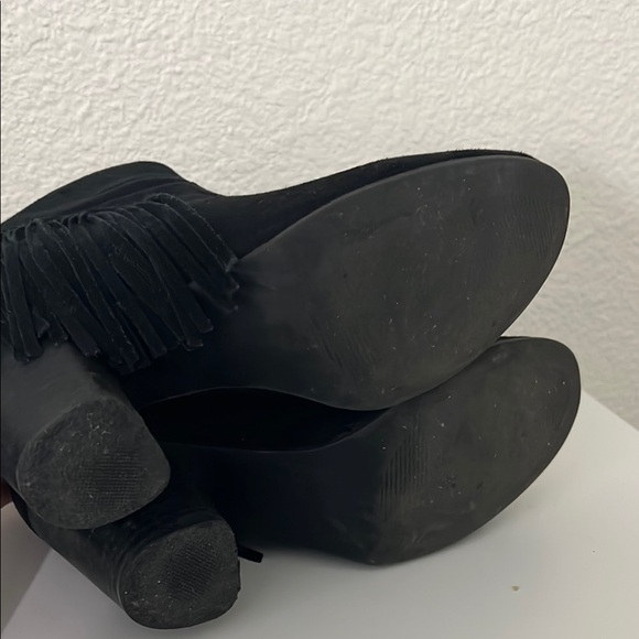 Madden Girl Black Ankle Booties with Fringe - Picture 6 of 8